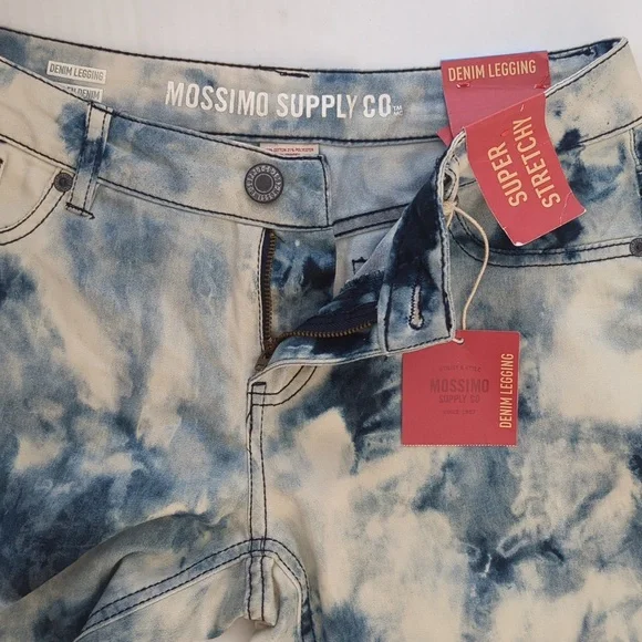 NWT Mossimo Tie Dye Fit 6 Coupe 6 Super Stretch Denim Legging Junior 9 Blue Boho - Picture 8 of 16